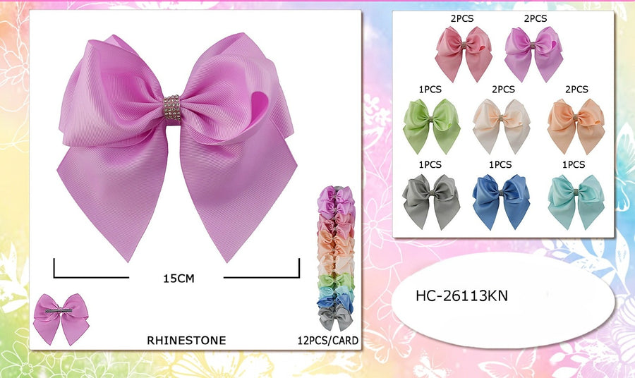 Solid color bow with Rhinstones