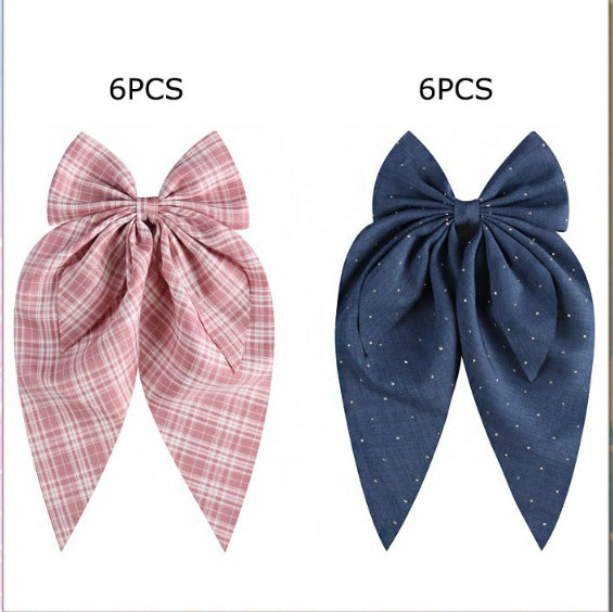 Bows Pink Plaid and Navy Sparkle
