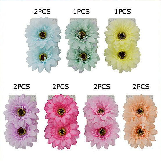 Daisy Colorful Hair Clips, 2 per card