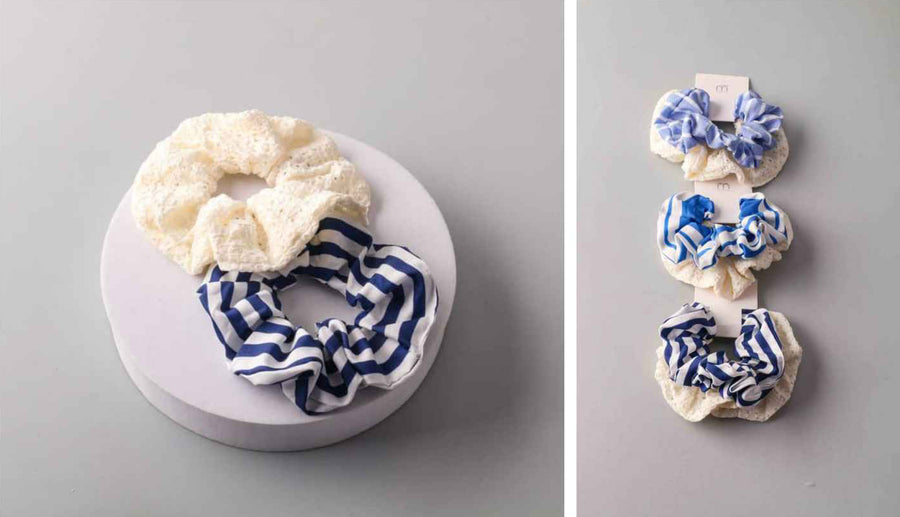 Scrunchie Stripes with Cream Lace