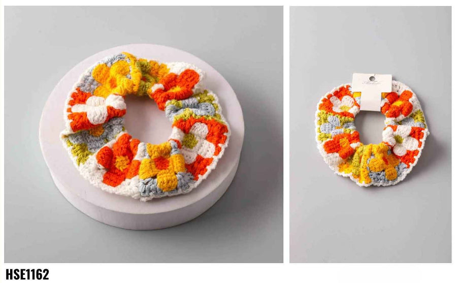 Crochet Floral Granny Scrunchie