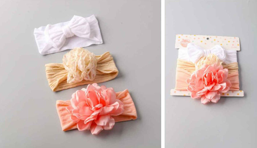Mix Rosette Flower Headwrap Set