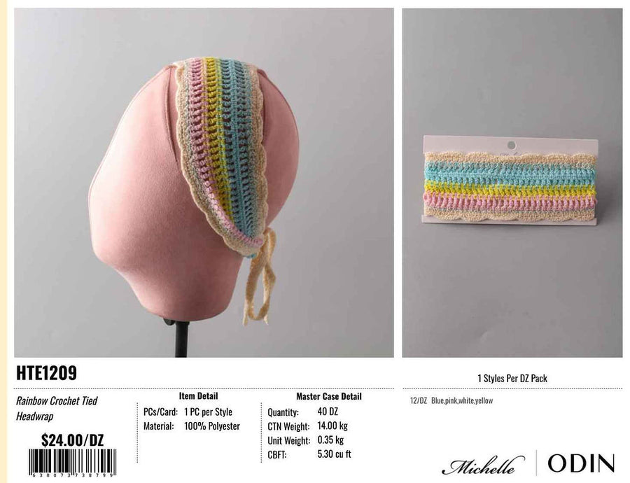Rainbow Crochet Tied Headwrap