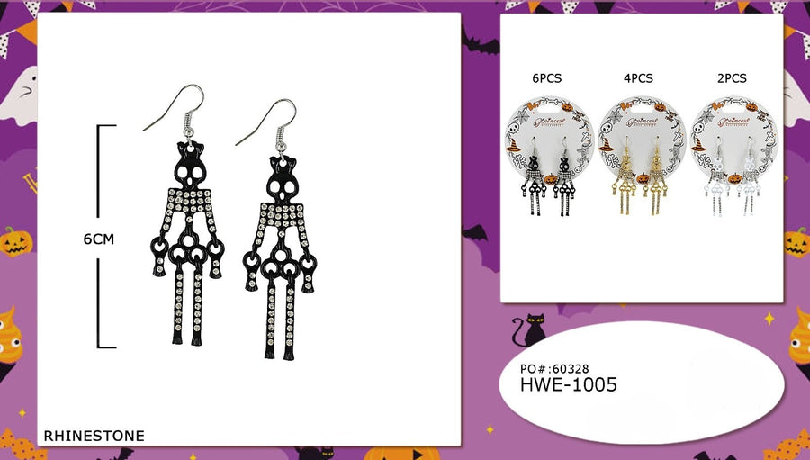 Rhinestone Skelton Earrings