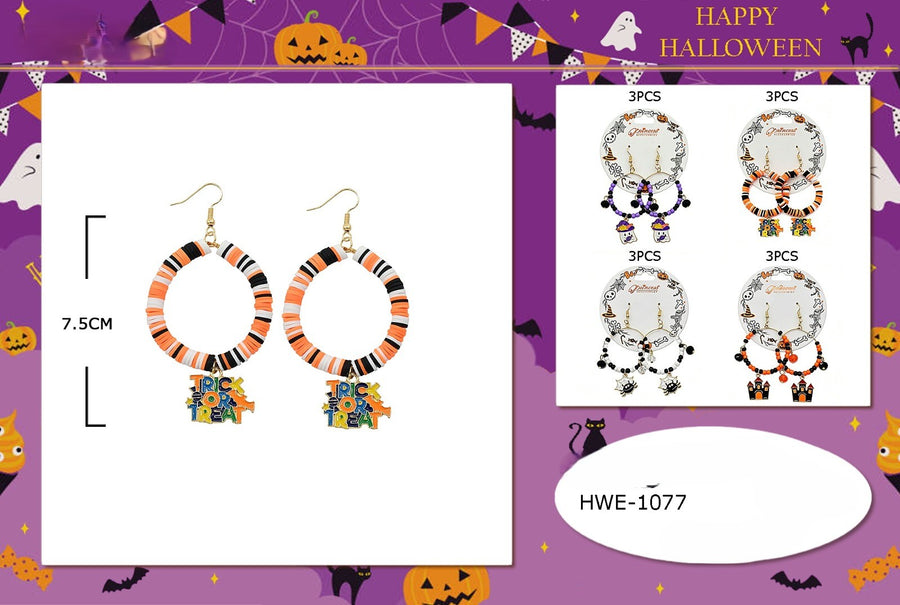 Halloween Bead hoop Earrings with charm