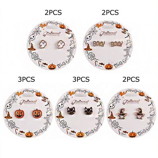 Assorted Enamel Halloween Stud Earrings