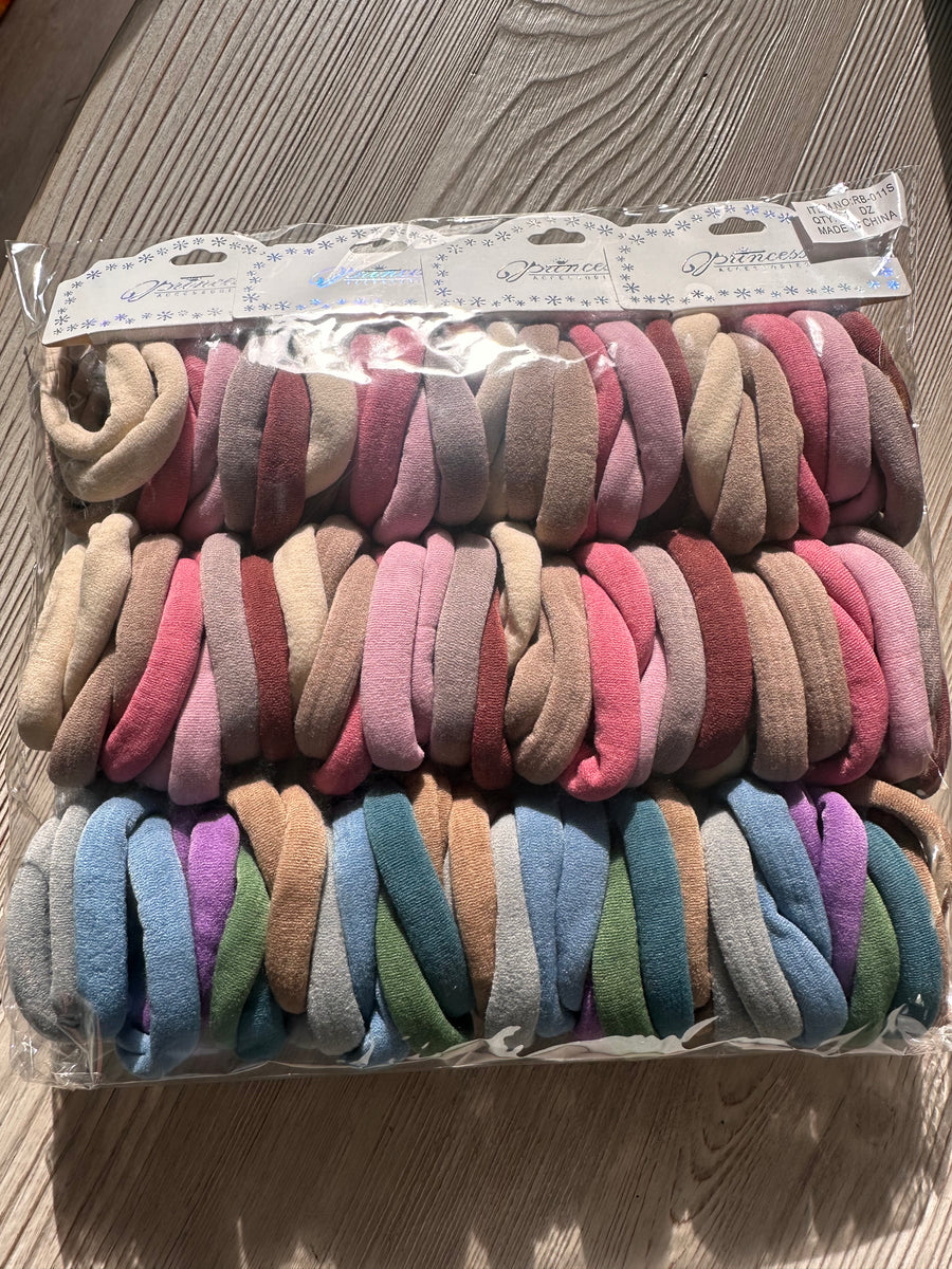 Soft Hair Ties, 8 pink, 4 blue
