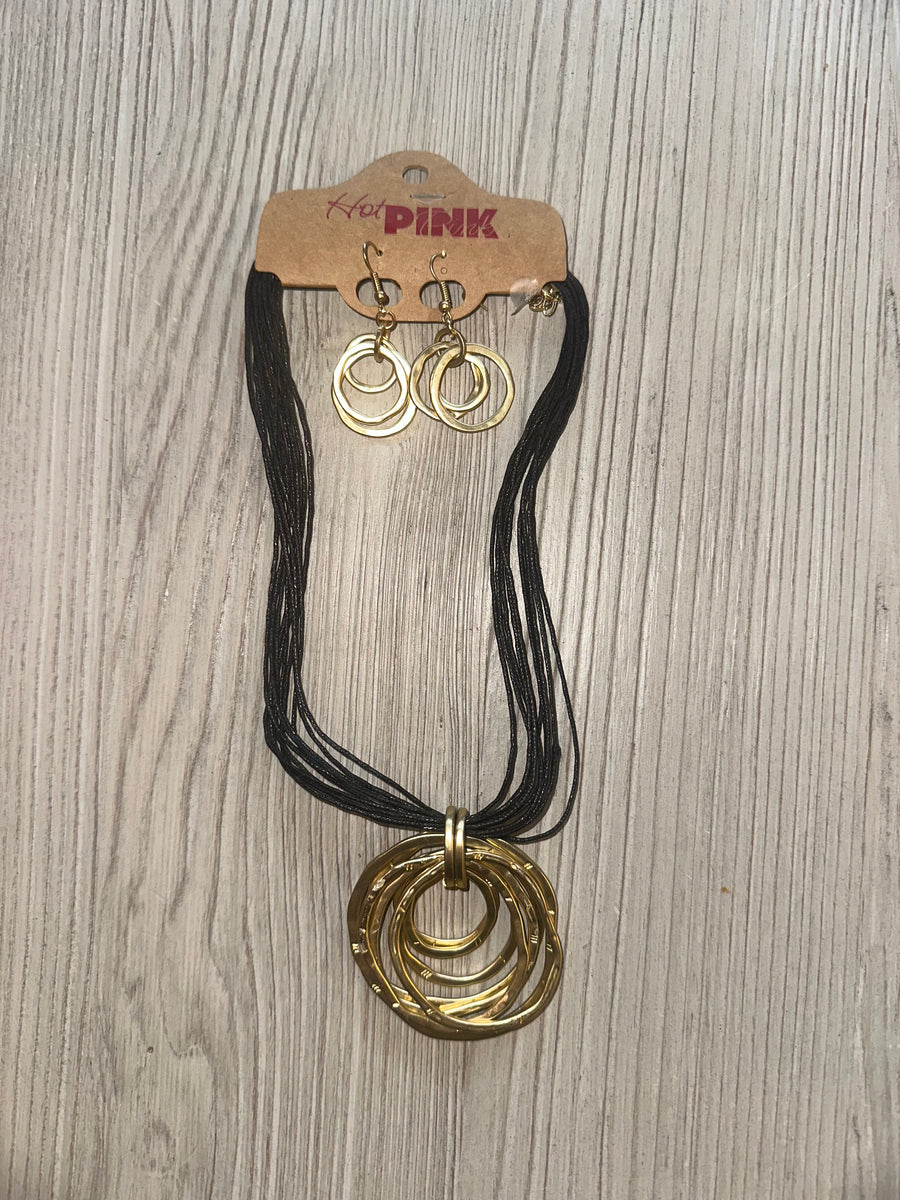 Circle Pendant Necklace and Earring Set