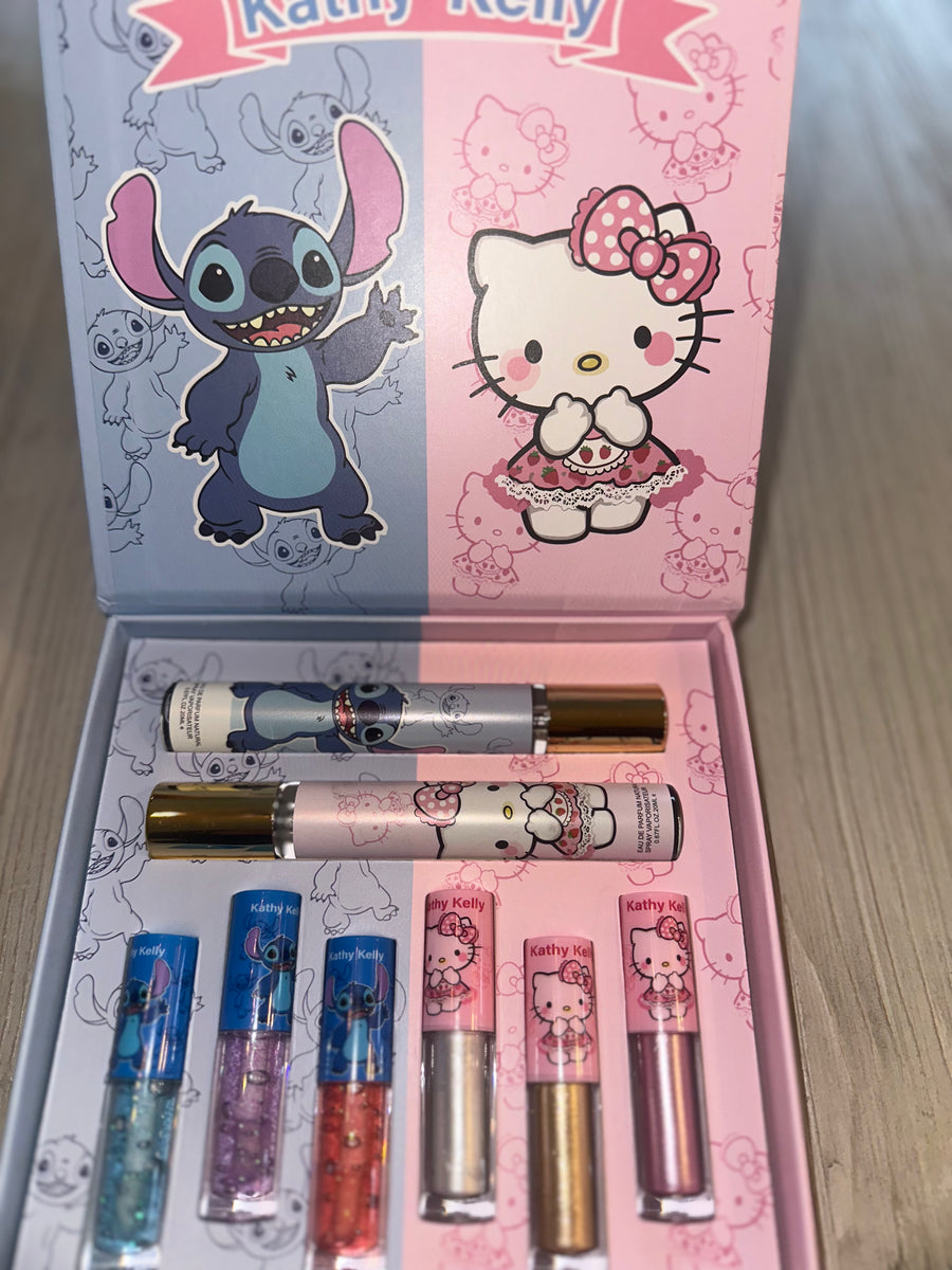 Stitch and Hello Kitty Lip Gloss and Perfume