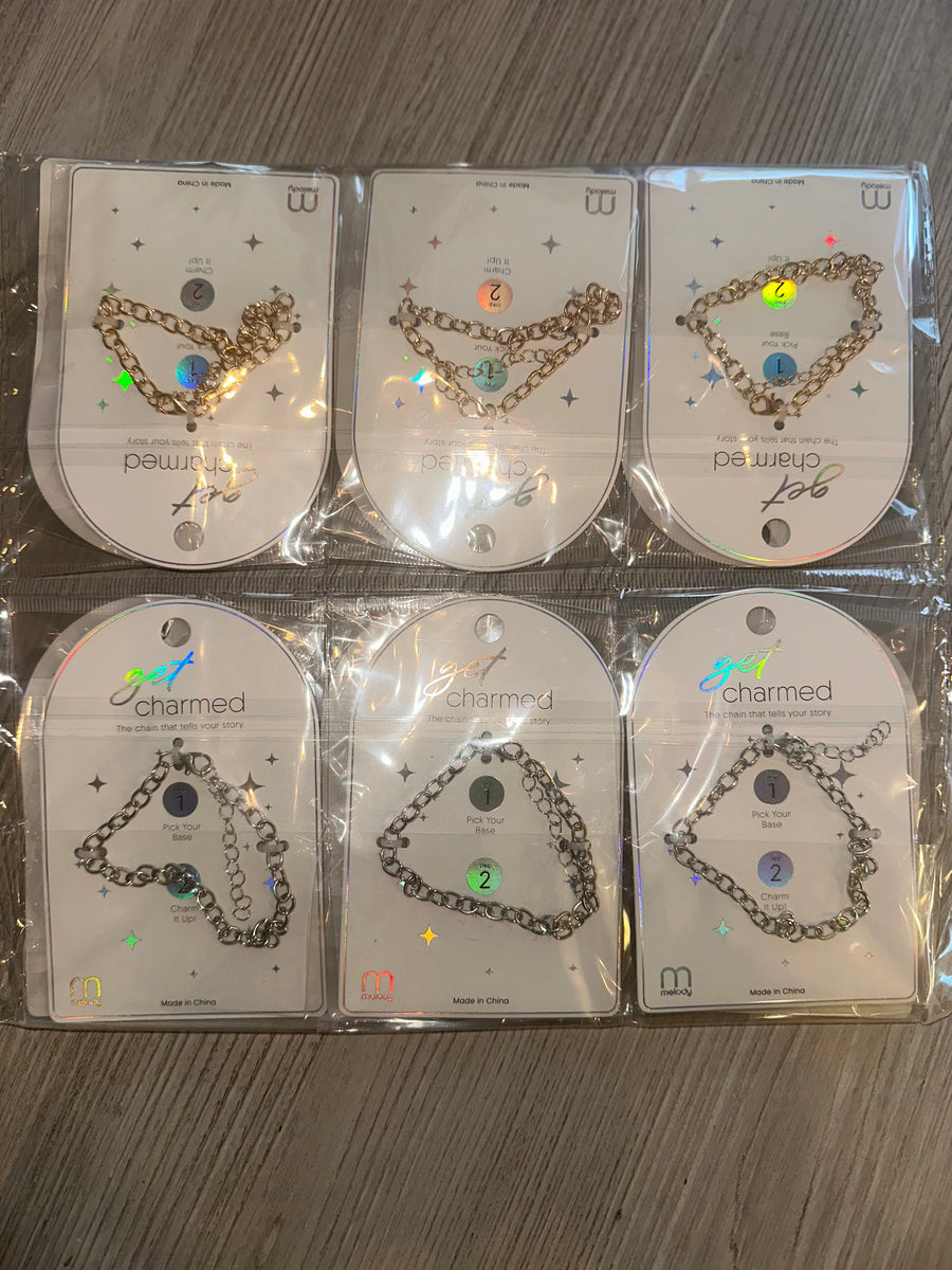 Charm Bracelets, 6 gold, 6 silver