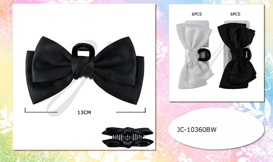 Black , White Bow Claw Clip