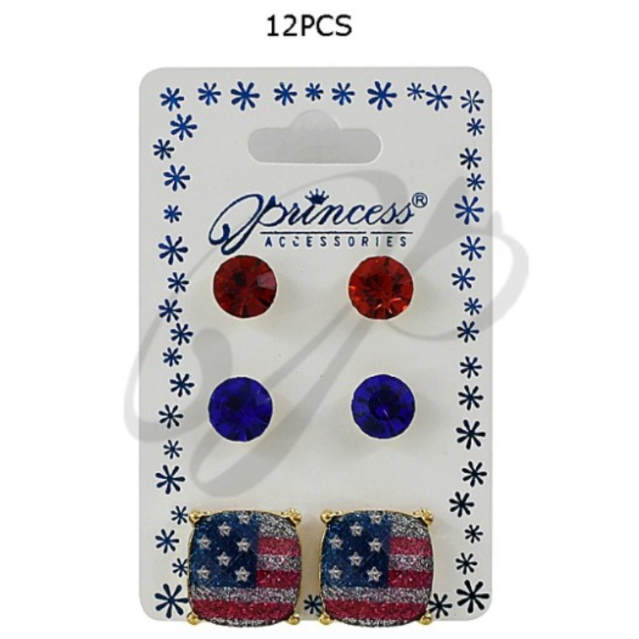 Rhinestone Earrings 4th of July