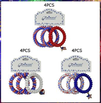 4th of July Rubber Band Hair Ties with Charms