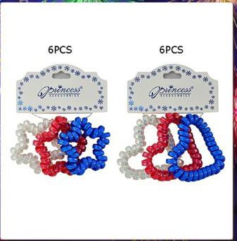 4th of July Rubber Band Hair Ties Hearts and Stars
