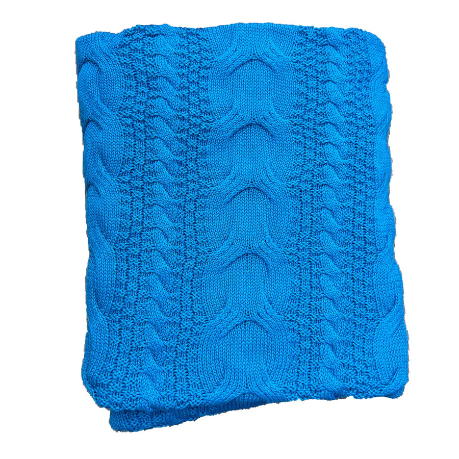 Cableknit Cotton Blanket, Assorted Colors