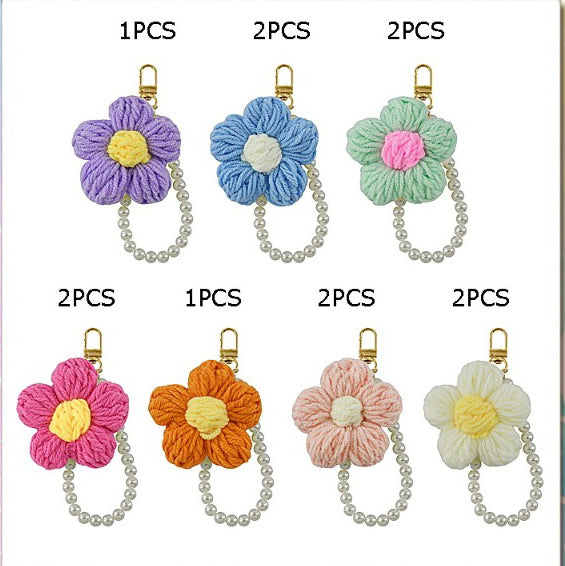 Key Chain Flower with Pearls
