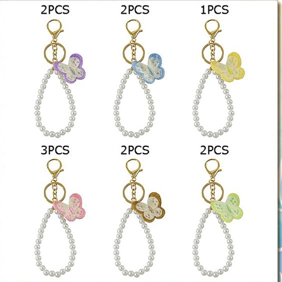 Butterfly Pearl Keychain Clips