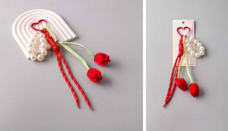 Roses and Pearls Keychain Clip