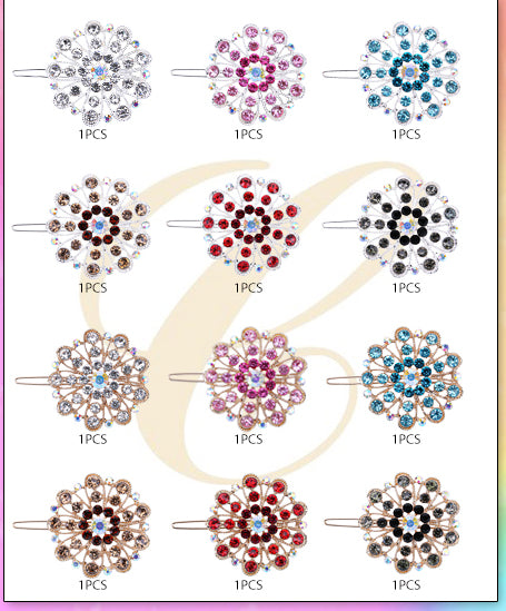 Rhinestone Hair Pin Flower