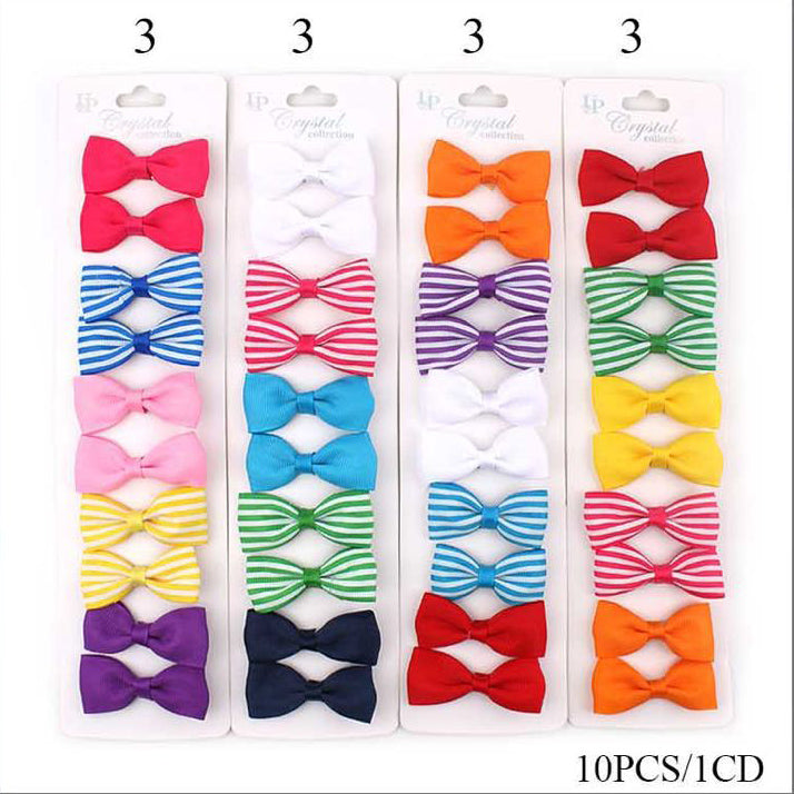 Bright Solid and Stripe Bow Clips