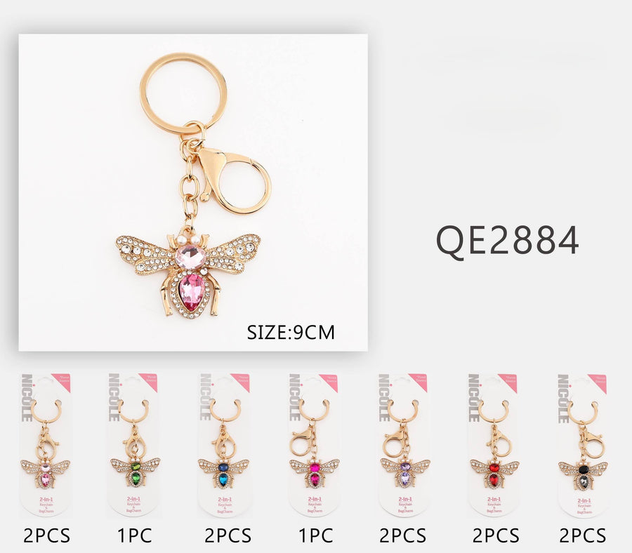Rhinestone Bee Keychain