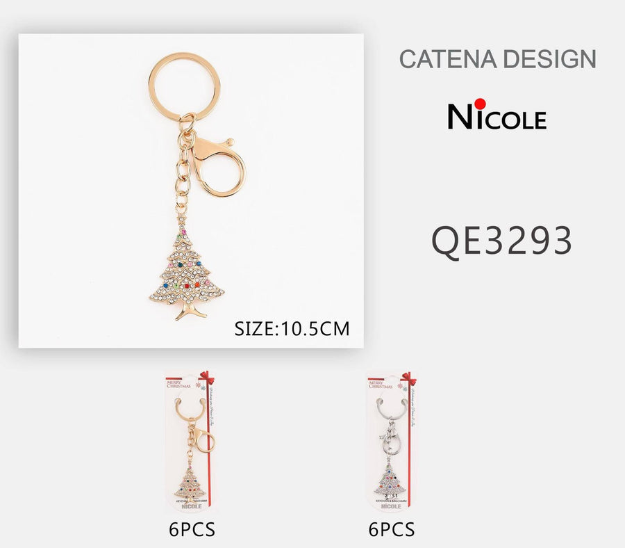 Rhinestone Christmas Tree Keychain