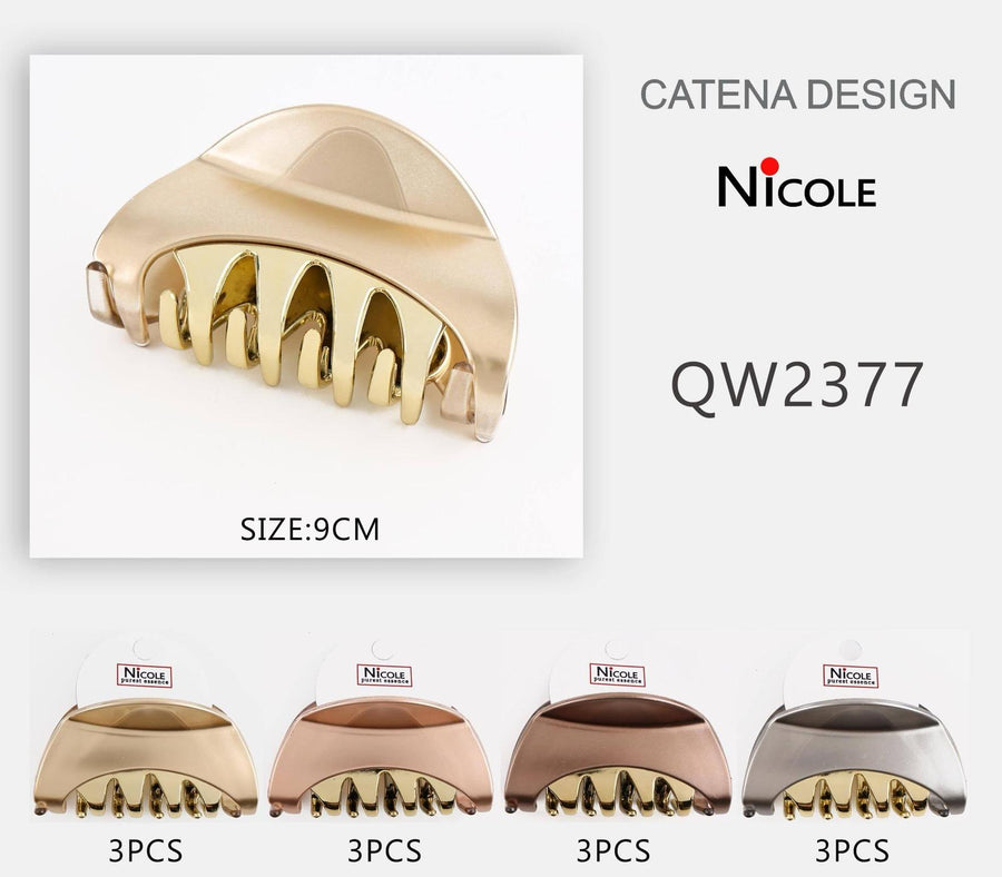 Metalic Rounded Claw Clip with Gold Accent
