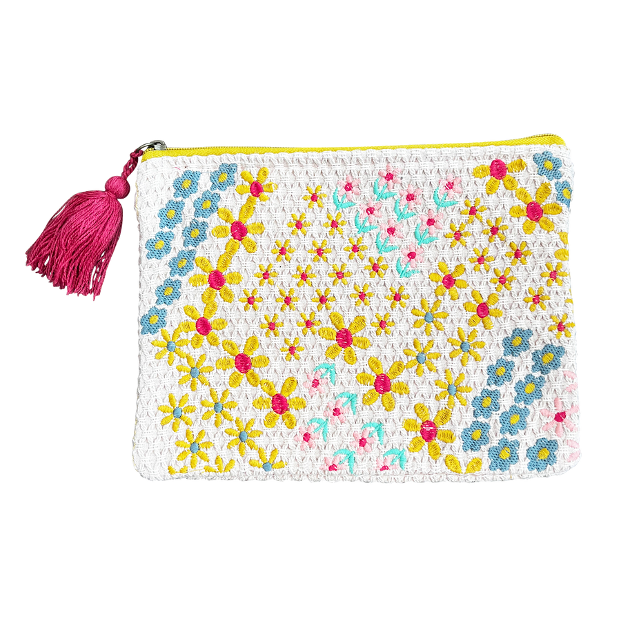 Tiny Flowers Embroidered Coin Purse Pouch