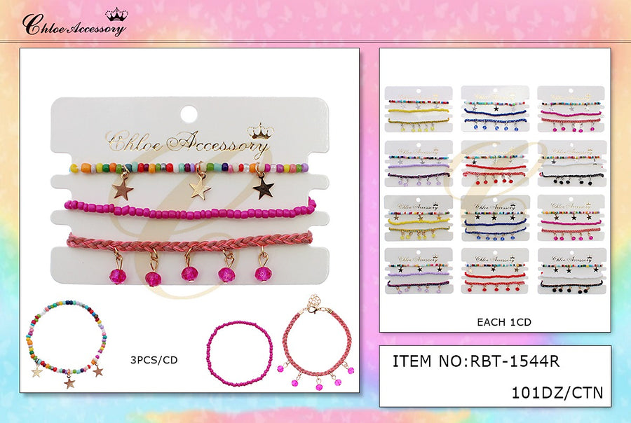 Mixed Bead Bracelet Set with Stars