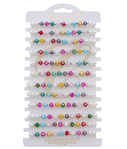 Bead Bracelet with Pearls Adjustable