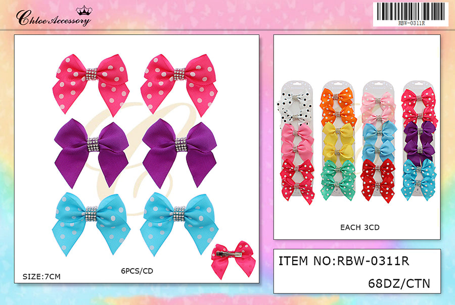 Polkadot Bows with Rhinestones