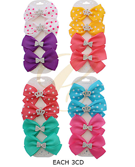 Hair Bow Sets with Crown Bling in center