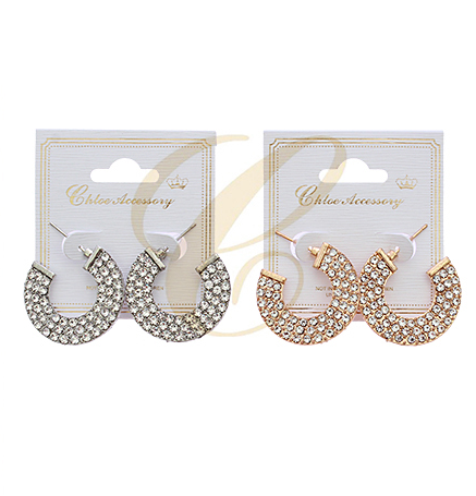 C Shaped Crystal Earrings