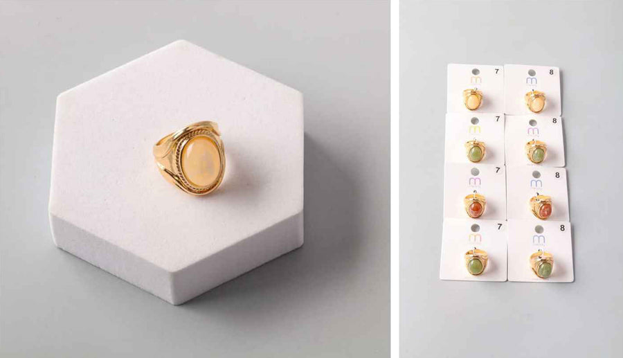 Oval Stone Ring, 4 colors