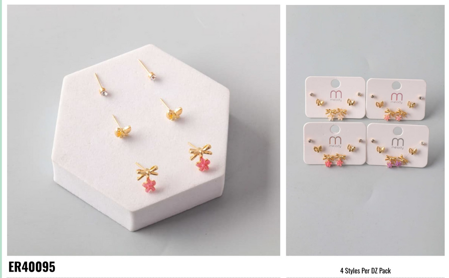 Mix Garden Bow Stud Earring Set