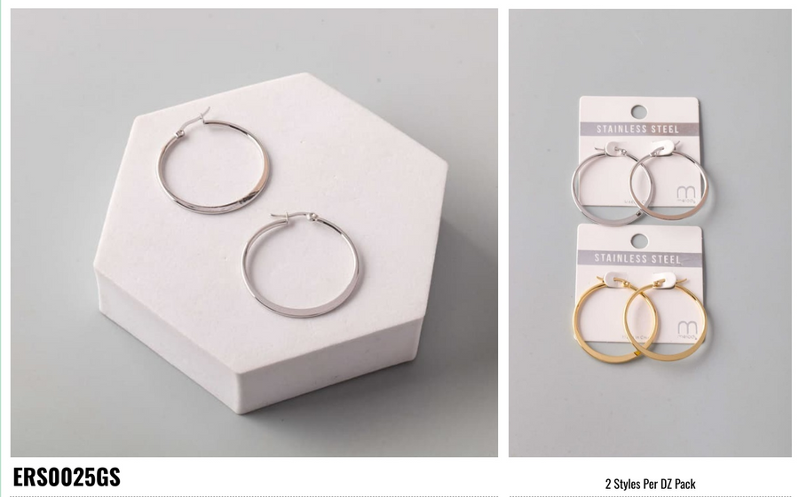 Stainless Flattened Hoop Earring