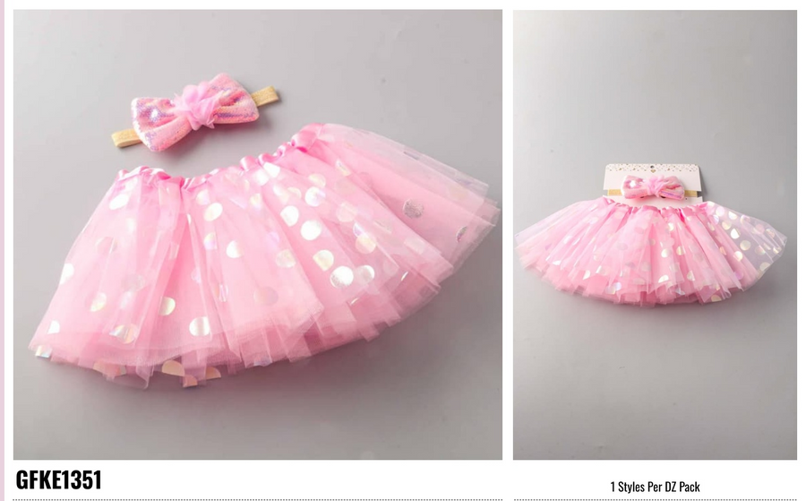 Pink Polka Dot Tutu Bow set