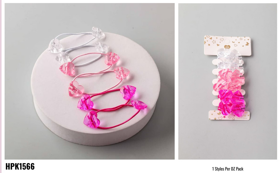 Glass Heart Ponytailers Set
