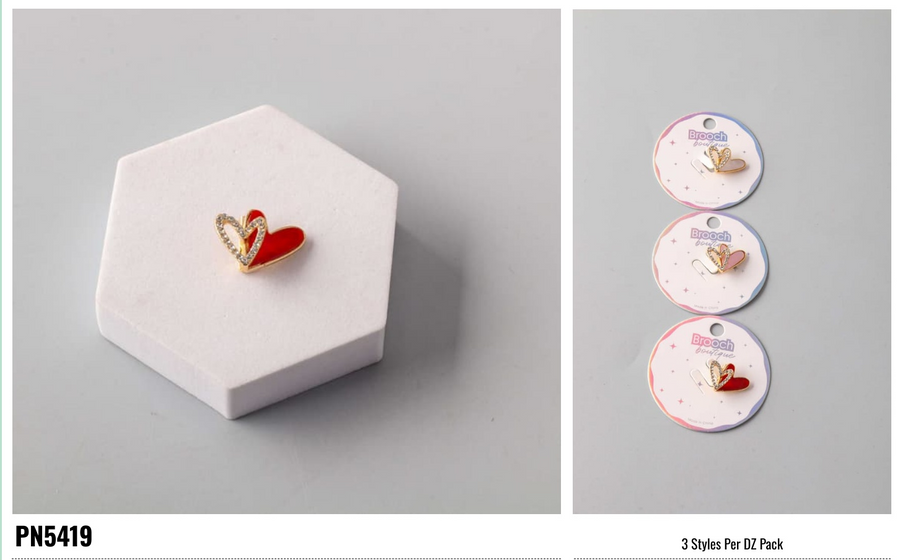 Rhinestone Layer Heart Brooch