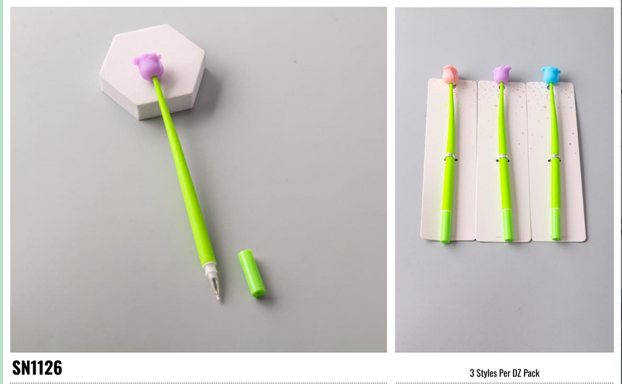 Rose Stem Rubber Pen