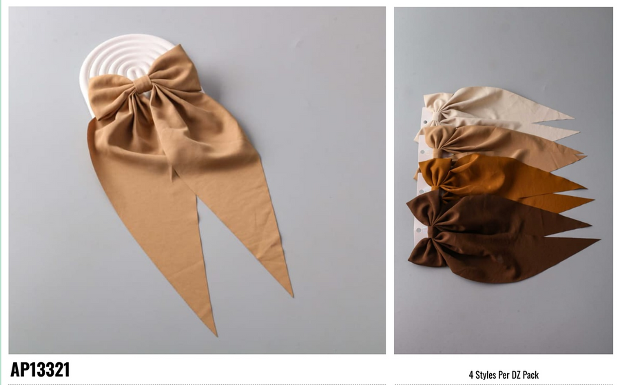 Silk Twill Long Tail Bow Clip