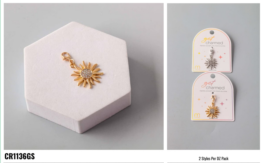 Rhinestone Sun Clip Charm