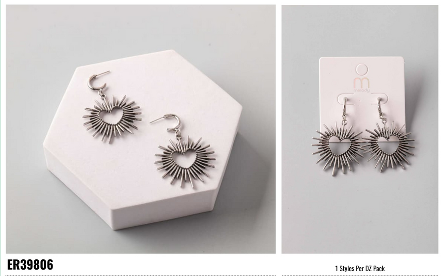 Heart Ring Spike Drop Earring