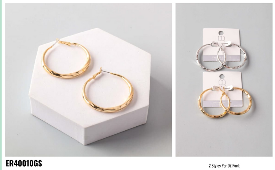 Stainless Box Twist Hoop Earring