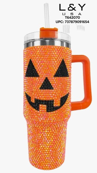 Rhinstone Jack-O-Lantern Tumbler