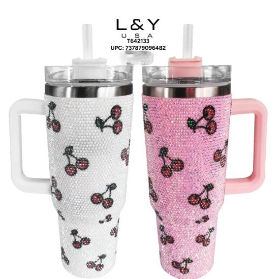 Cherry Rhinstone Tumbler
