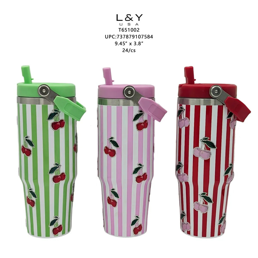 Stripe with Cherry Tumbler