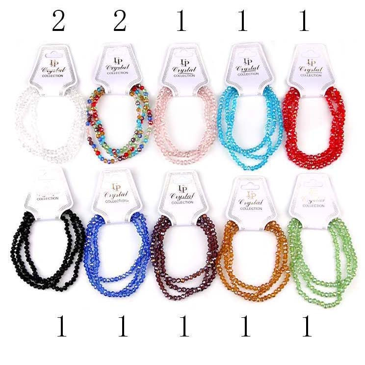 Stretchy Crystal Bracelets 3 strands/card