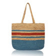 Stripes Jute Cotton Tote Bag, Red and Blue