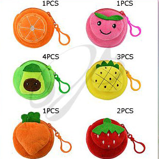 Puffy Fruit Coin Purse Keychains
